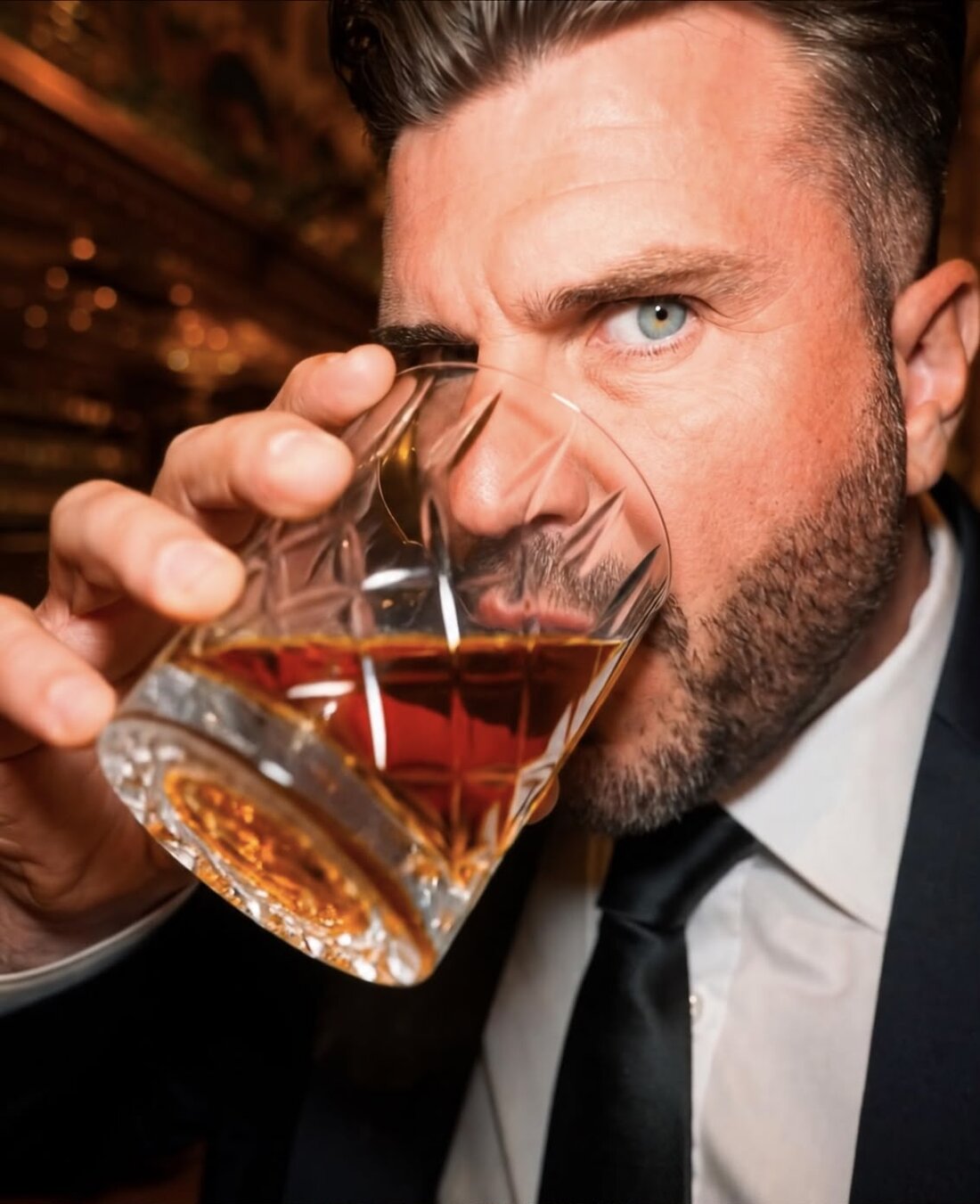 Dougie Joyce with a glass of JIWhiskey